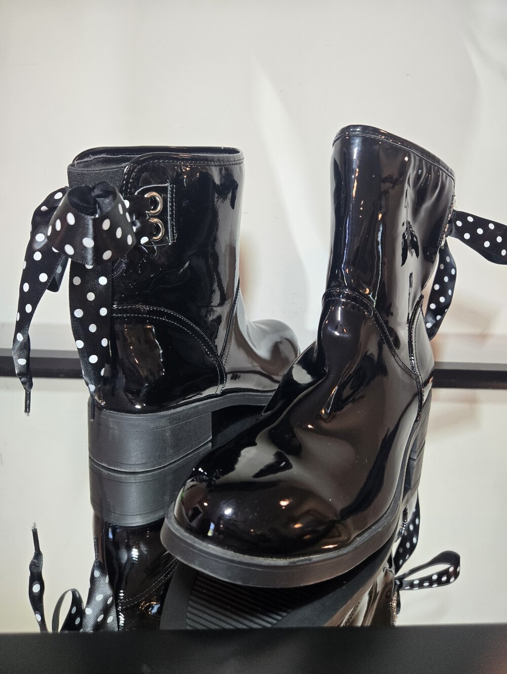Rain Boots With Polka Dot Ribbon Outdoor Muck Shoes 9W Women's